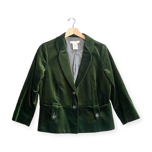 Chloé Green Velvet Cropped Blazer Jacket, Size 42EU - Picture 1 of 16
